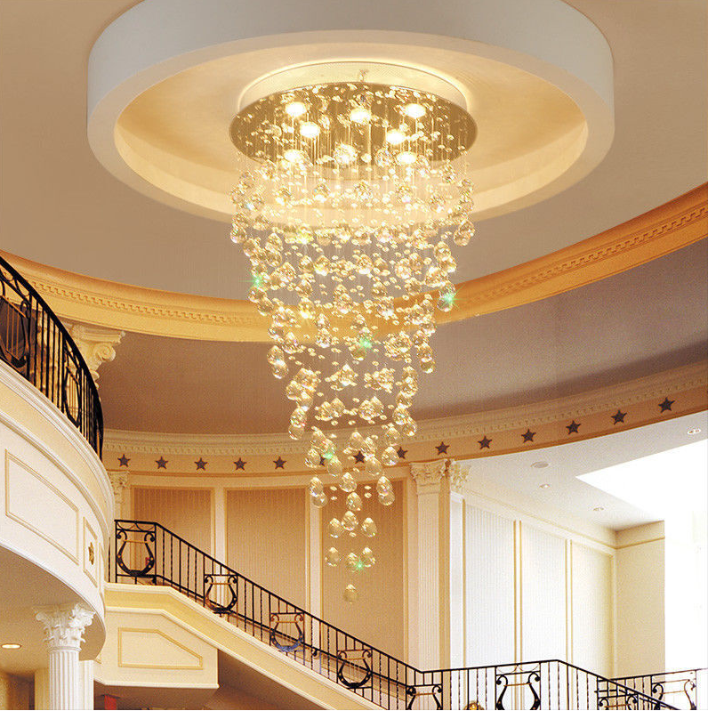 LED Ceiling Lamp Crystal Living Room Pendant Light Luxury Stair Chandelier lamp