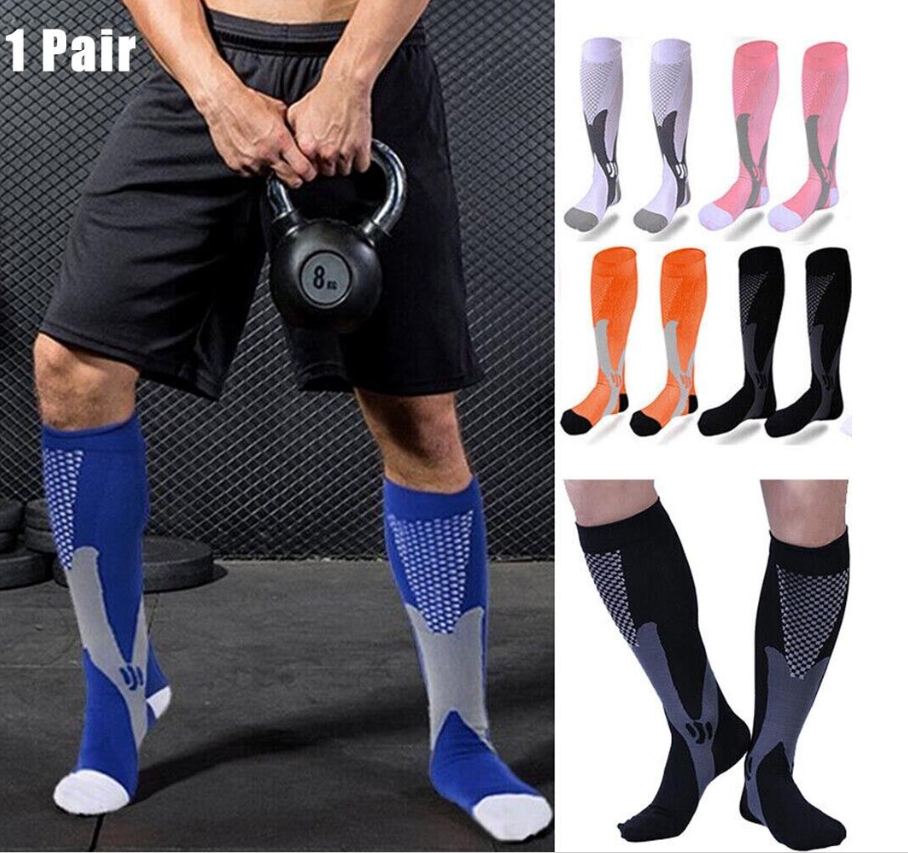 Copper Compression Socks Running Anti Fatigue Graduated Travel Flight Sleeve