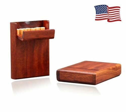 Handmade Exquisite Cigarette Box Handcrafted Wooden Case Hold 10 Cigarettes HO